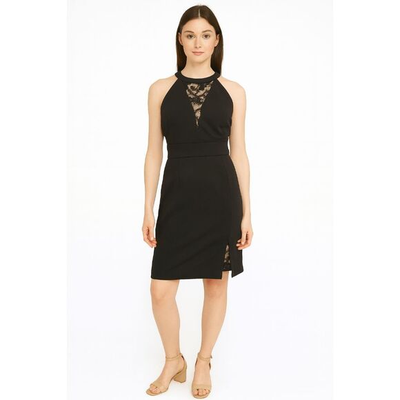 NIGHTWAY Women's Lace-Inset Sheath Dress Black Size 12 - Picture 1 of 7